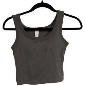 Charcoal Crop Top With Built In Bra